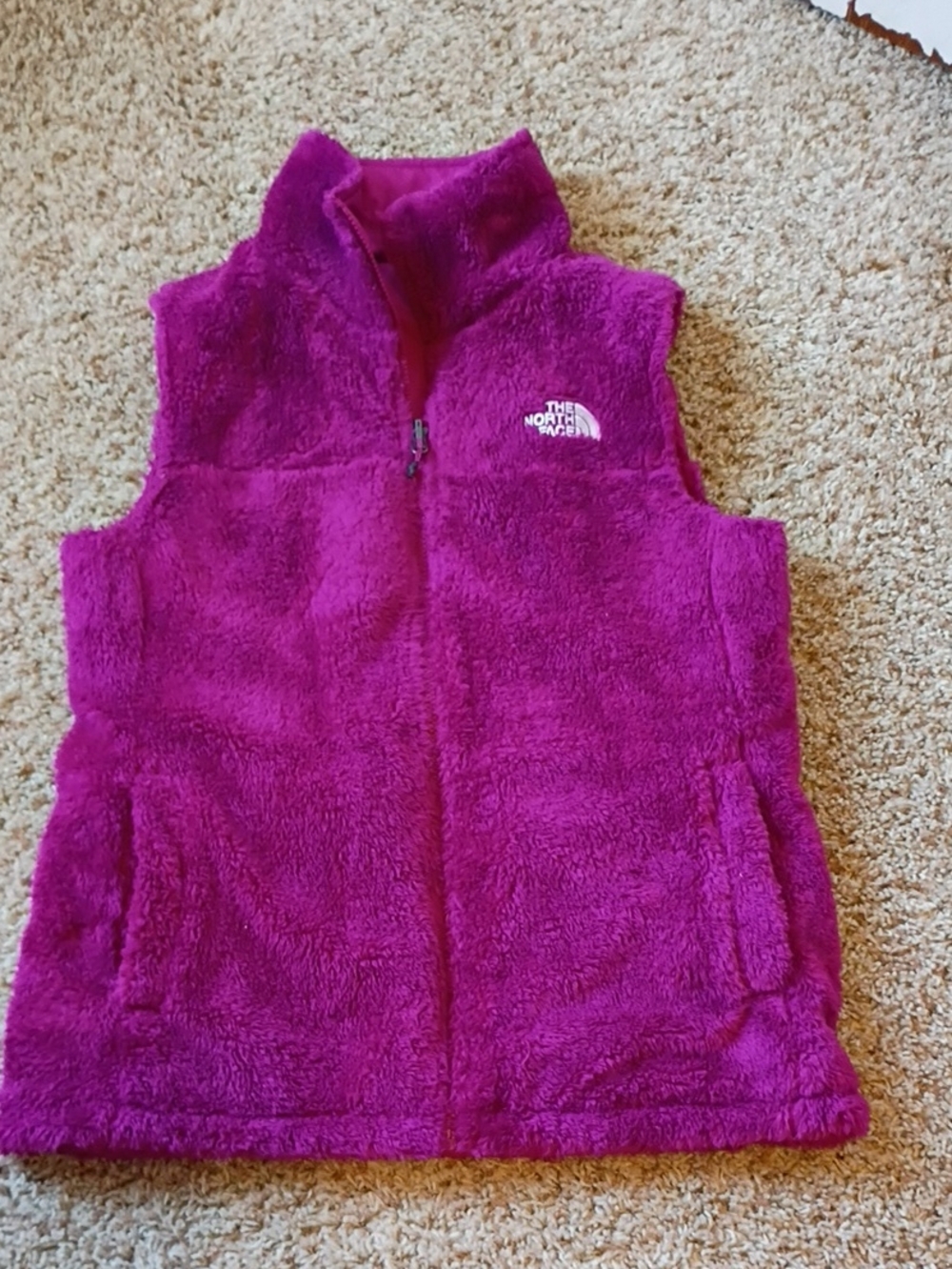The North Face Magenta Fuzzy Fleece Vest